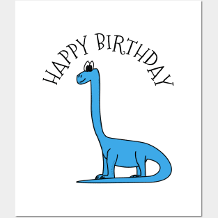 Diplodocus Dinosaur Happy Birthday Posters and Art